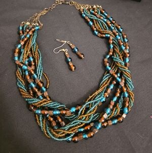 Vintage multistrand Necklace and matching earring set